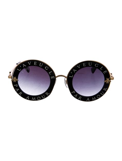 lunette l'amour aveugle gucci|GUCCI Metal L'Aveugle Par Amour Round Frame Sunglasses .